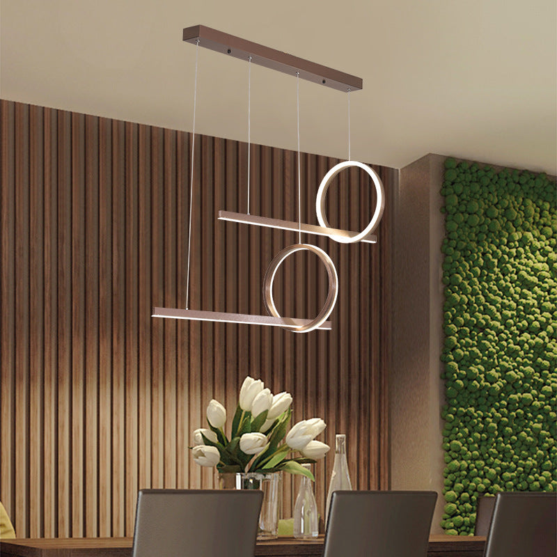 Modern Metal Island Light Geometric LED Island Pendant for Dining Room