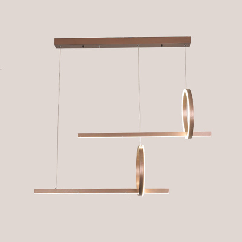 Modern Metal Island Light Geometric LED Island Pendant for Dining Room