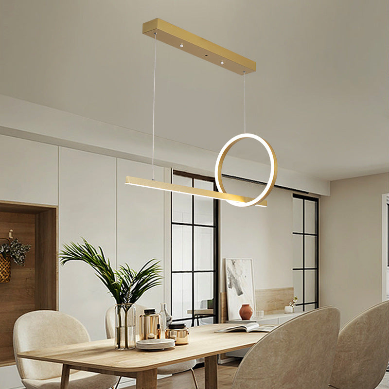 Modern Metal Island Light Geometric LED Island Pendant for Dining Room