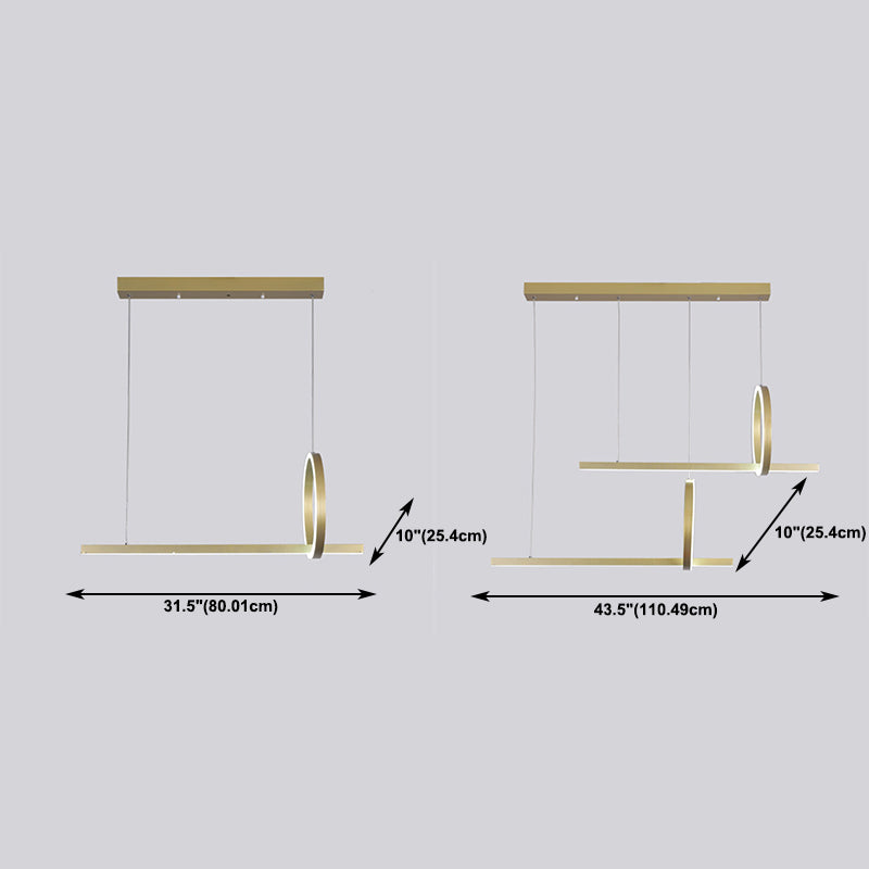 Modern Metal Island Light Geometric LED Island Pendant for Dining Room