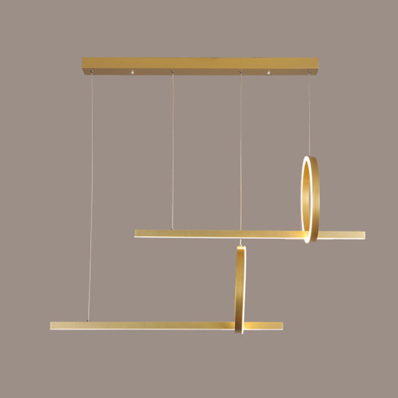 Modern Metal Island Light Geometric LED Island Pendant for Dining Room