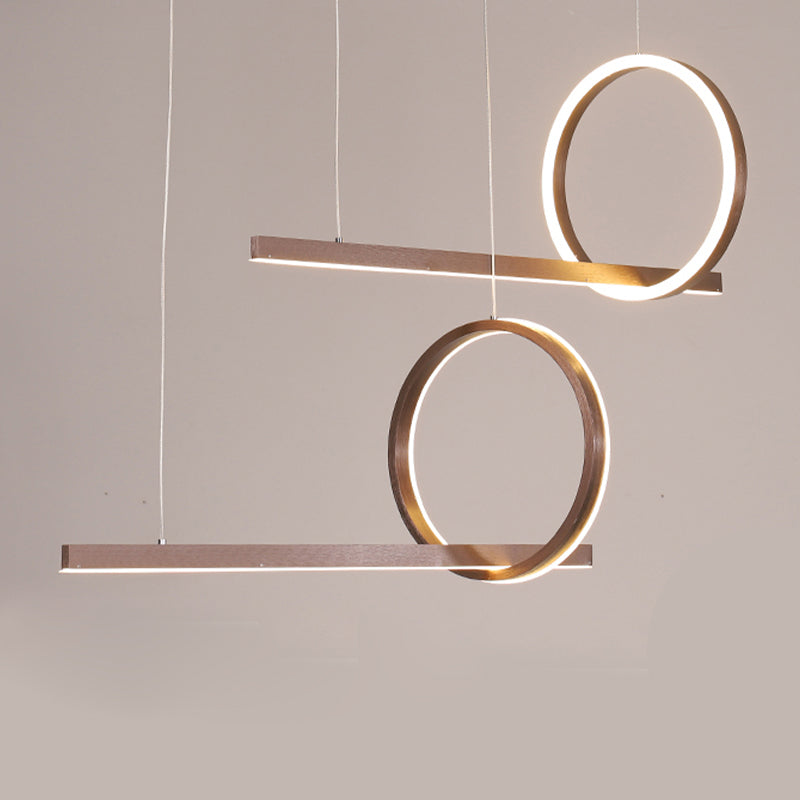 Modern Metal Island Light Geometric LED Island Pendant for Dining Room