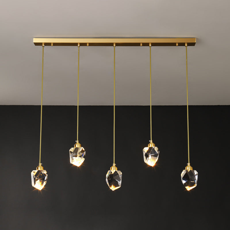 Contemporary Style Geometry Shape Island Lights Crystal Pendant Lights in Gold