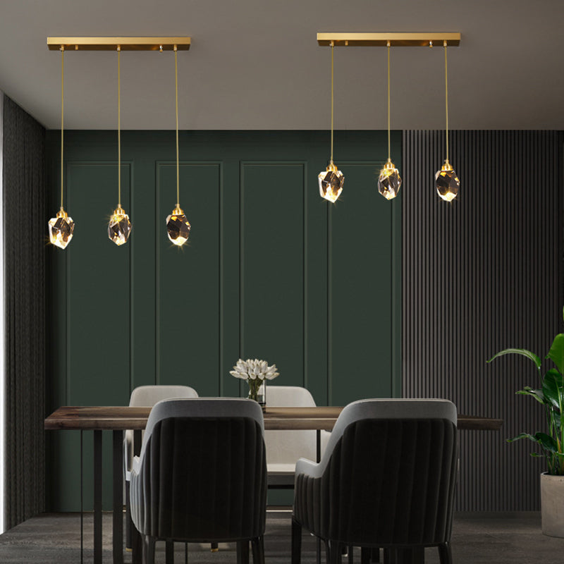 Contemporary Style Geometry Shape Island Lights Crystal Pendant Lights in Gold
