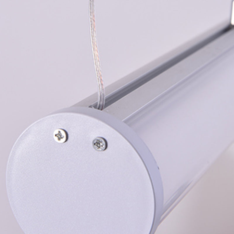 Modern Style Linear Shape Island Lighting Idea Metal 1-Light Island Pendant in White