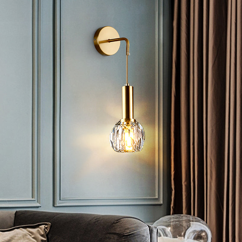 Nordic Metal Wall Light Globe Gold Wall Sconce with Crystal for Bedroom