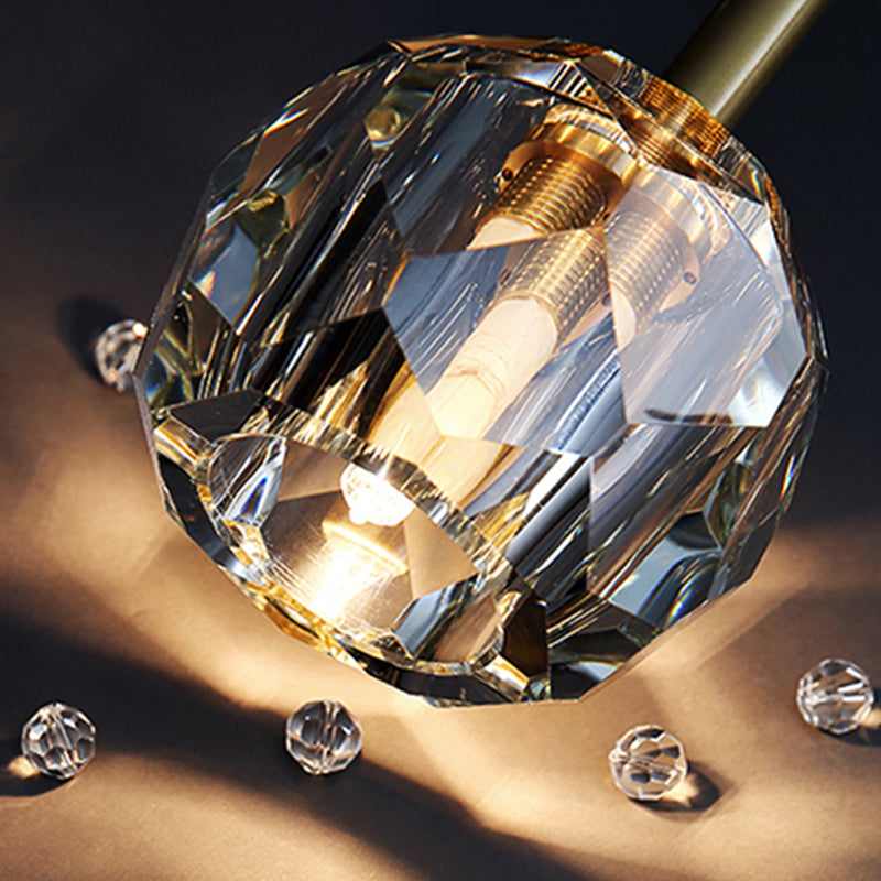 Nordic Metal Wall Light Globe Gold Wall Sconce with Crystal for Bedroom