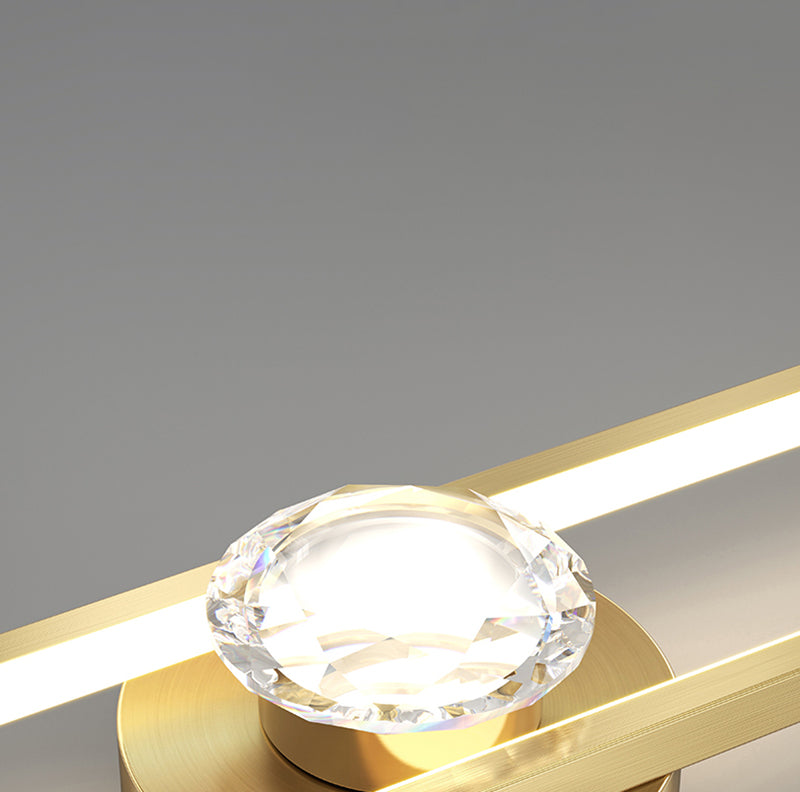 Modern Brass Wall Light Oval LED Wall Sconce with Crystal for Living Room