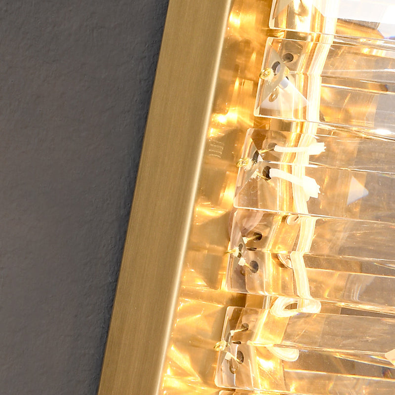 Modern Metal Wall Light Geometric Gold Wall Sconce with Crystal for Living Room