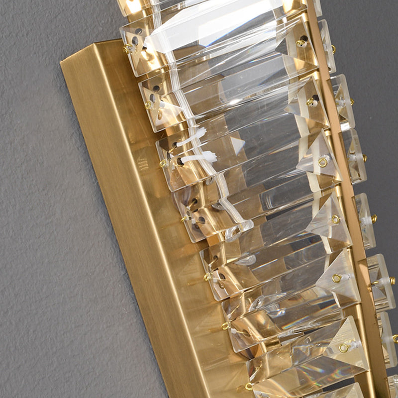 Modern Metal Wall Light Geometric Gold Wall Sconce with Crystal for Living Room