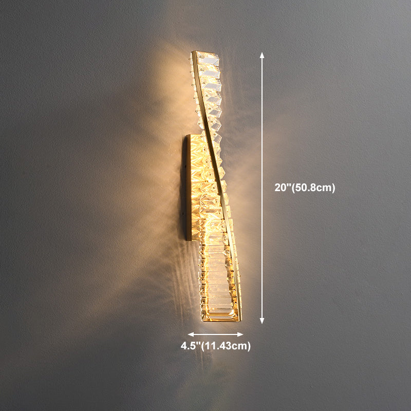 Modern Metal Wall Light Geometric Gold Wall Sconce with Crystal for Living Room