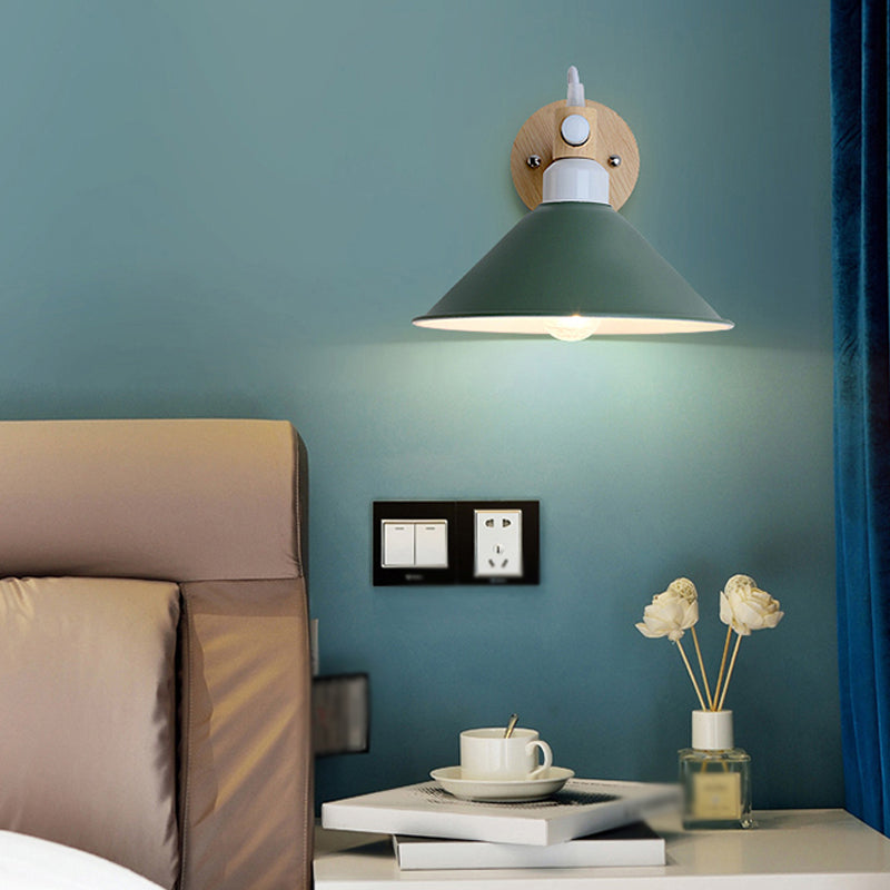 Modern Wooden Wall Sconce Light Creative Geometric Wall Light Fixture for Bedroom