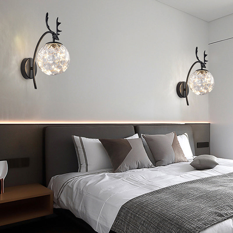 1 Light Spherical Wall Sconce Modern Style Glass Wall Lighting for Restaurant