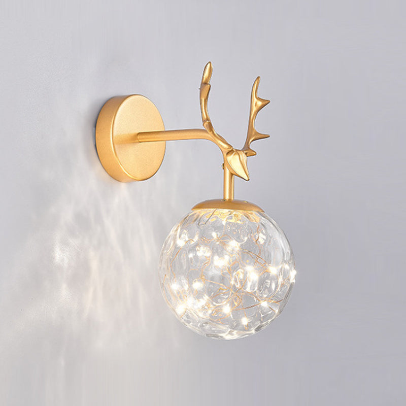 1 Light Spherical Wall Sconce Modern Style Glass Wall Lighting for Restaurant