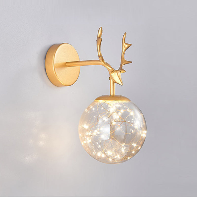 1 Light Spherical Wall Sconce Modern Style Glass Wall Lighting for Restaurant