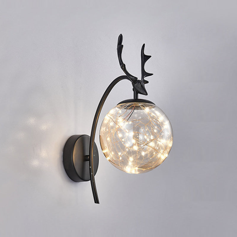 1 Light Spherical Wall Sconce Modern Style Glass Wall Lighting for Restaurant