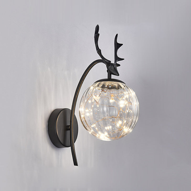 1 Light Spherical Wall Sconce Modern Style Glass Wall Lighting for Restaurant