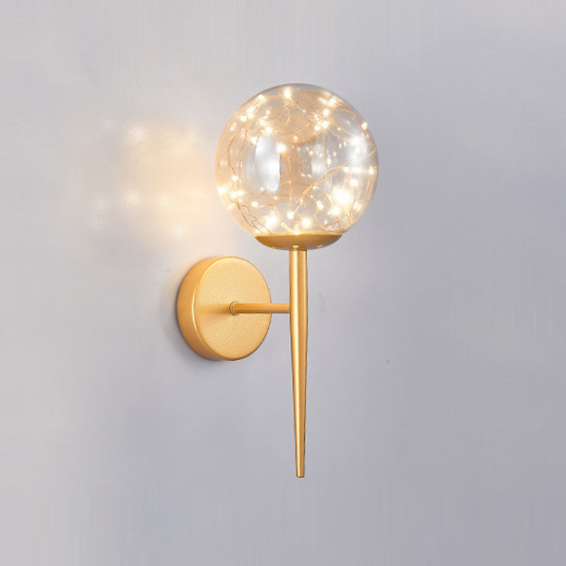 1 Light Spherical Wall Sconce Modern Style Glass Wall Lighting for Restaurant