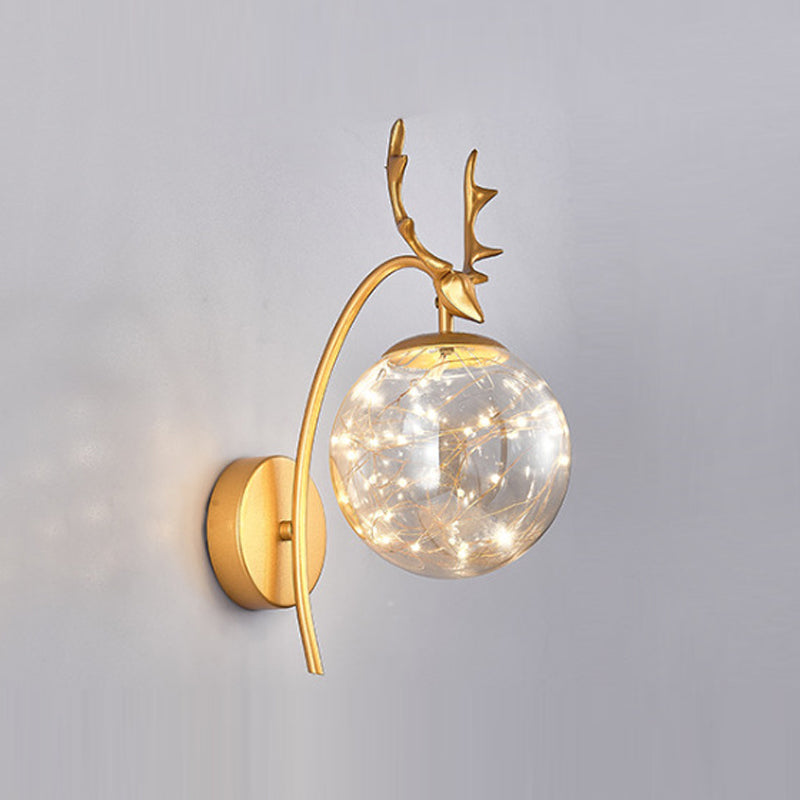 1 Light Spherical Wall Sconce Modern Style Glass Wall Lighting for Restaurant