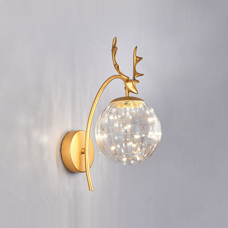 1 Light Spherical Wall Sconce Modern Style Glass Wall Lighting for Restaurant