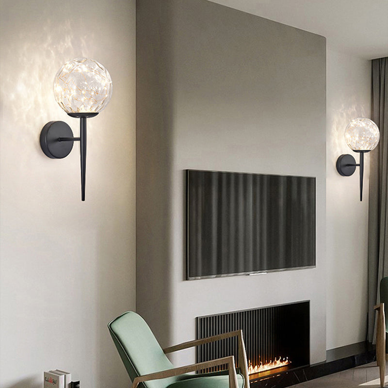 1 Light Spherical Wall Sconce Modern Style Glass Wall Lighting for Restaurant