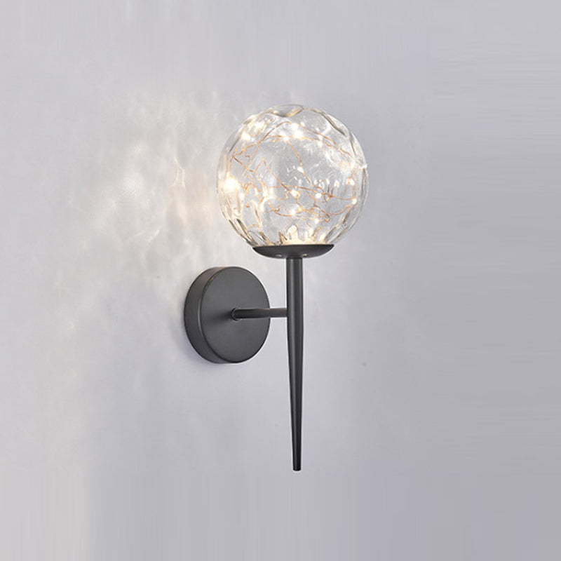 1 Light Spherical Wall Sconce Modern Style Glass Wall Lighting for Restaurant