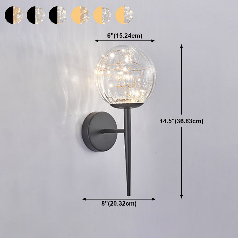 1 Light Spherical Wall Sconce Modern Style Glass Wall Lighting for Restaurant