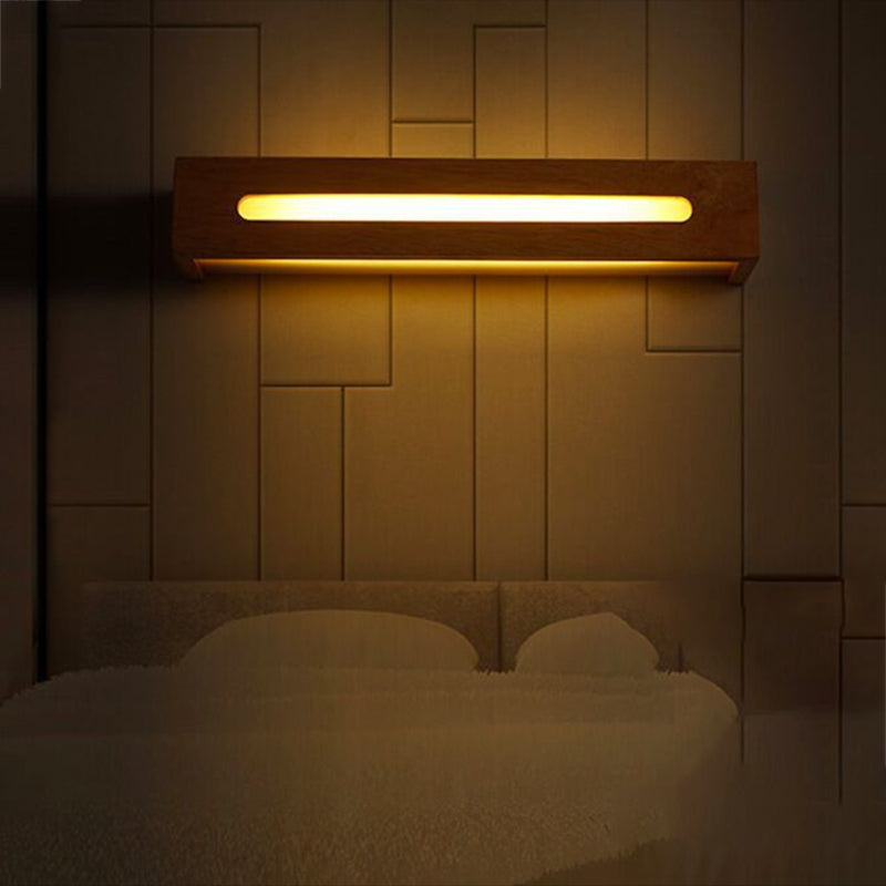 Square Shape Wood Wall Light Modern Style 1 Light Wall Mount Light in Brown