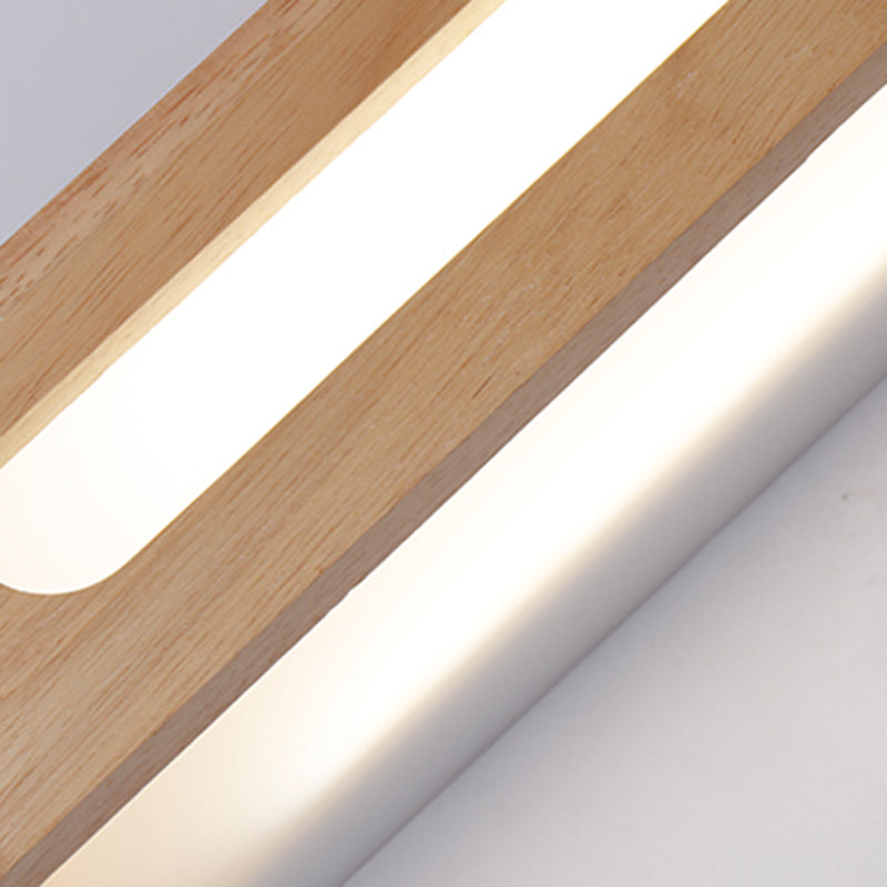 Square Shape Wood Wall Light Modern Style 1 Light Wall Mount Light in Brown