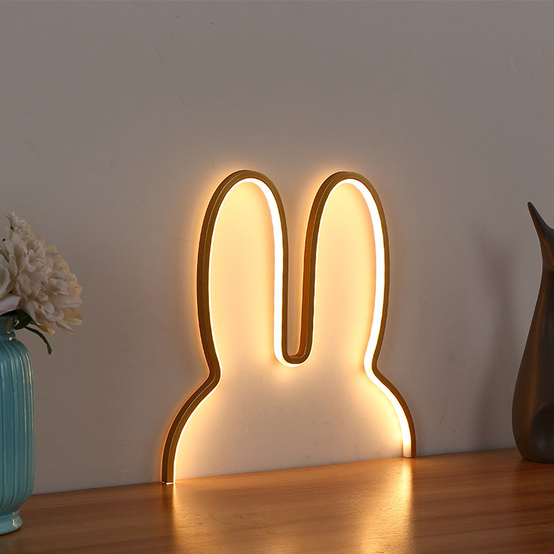 Rabbit Shaped Wall Night Light Cartoon USB Charging LED Wall Sconce