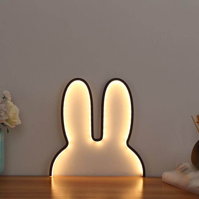 Rabbit Shaped Wall Night Light Cartoon USB Charging LED Wall Sconce