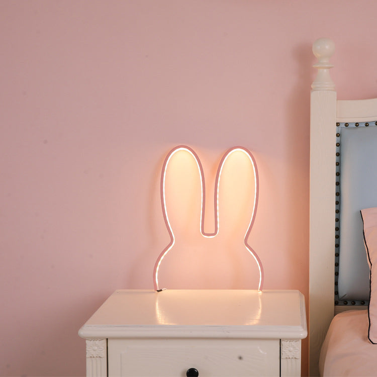 Rabbit Shaped Wall Night Light Cartoon USB Charging LED Wall Sconce