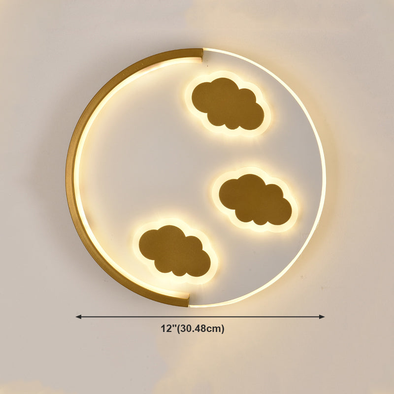 Cartoon Round Wall Sconce Lighting Metal Kids Bedroom LED Wall Light Fixture