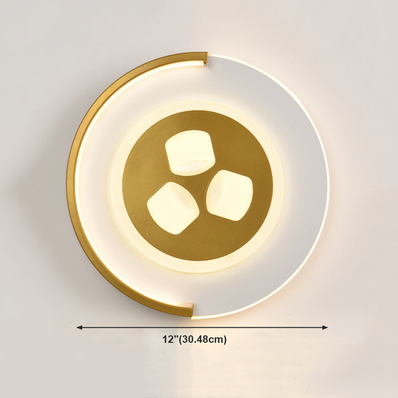 Cartoon Round Wall Sconce Lighting Metal Kids Bedroom LED Wall Light Fixture