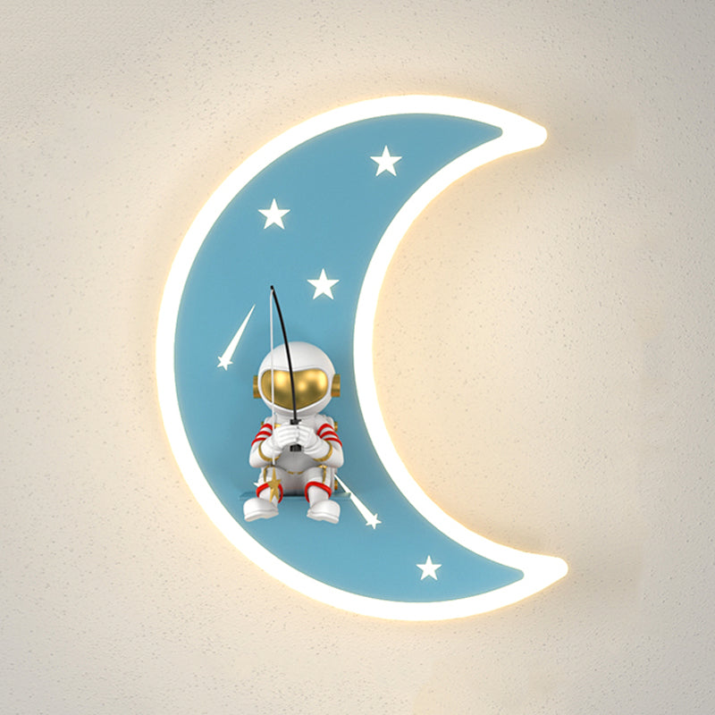 Cartoon LED Wall Light Astronaut and Moon Shaped Sconce Light for Kids Room