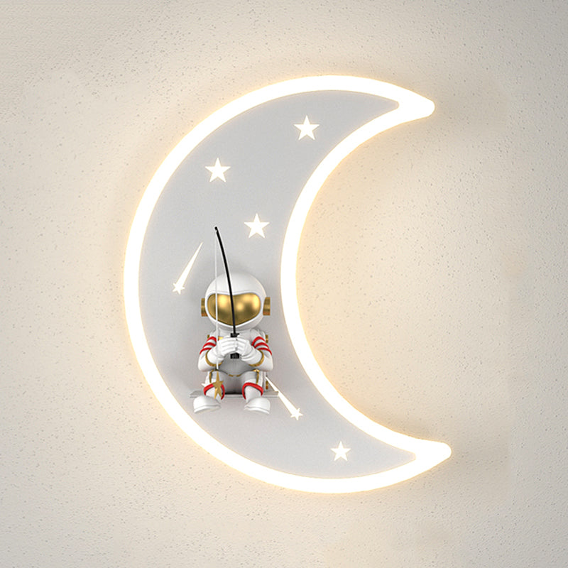 Cartoon LED Wall Light Astronaut and Moon Shaped Sconce Light for Kids Room