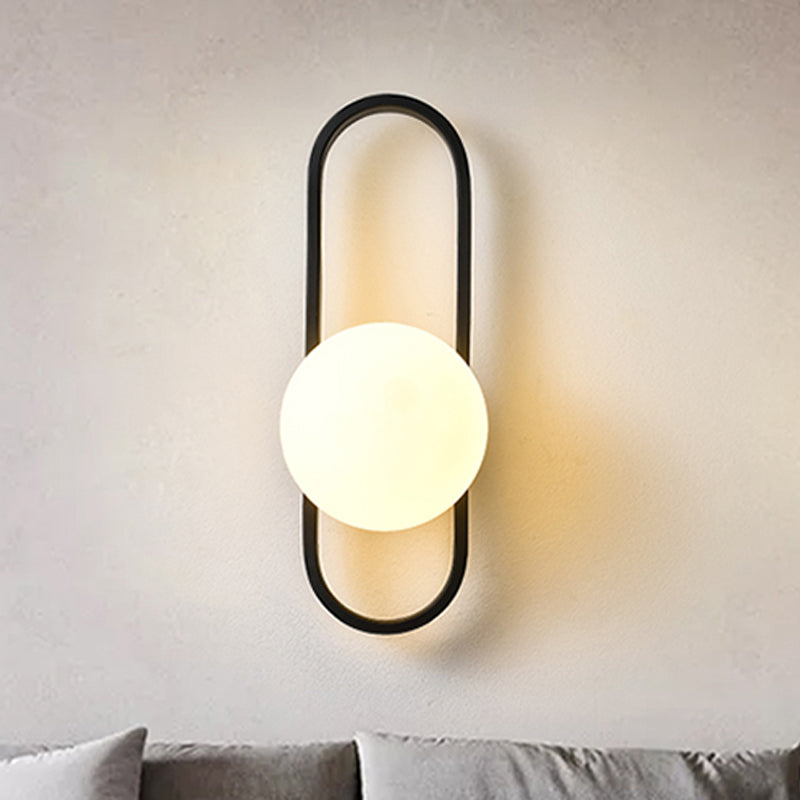 Modern Spherical Glass Wall Light Fixture 1-Bulb Bedroom Wall Sconce Light
