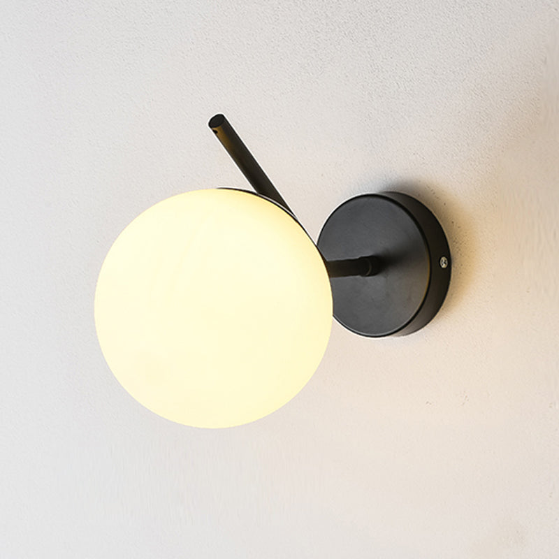 Modern Spherical Glass Wall Light Fixture 1-Bulb Bedroom Wall Sconce Light
