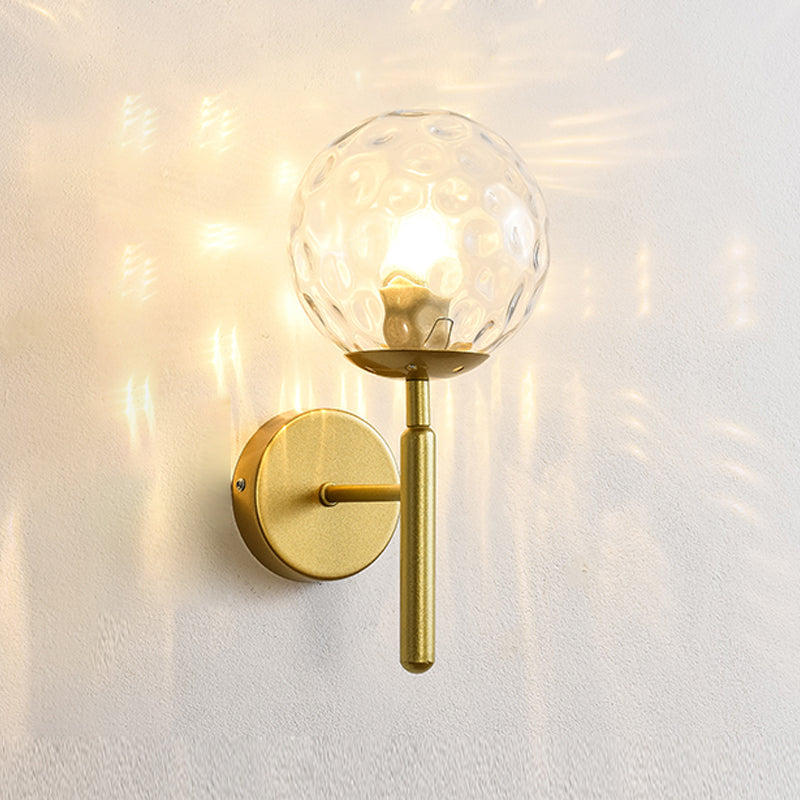 Modern Spherical Glass Wall Light Fixture 1-Bulb Bedroom Wall Sconce Light