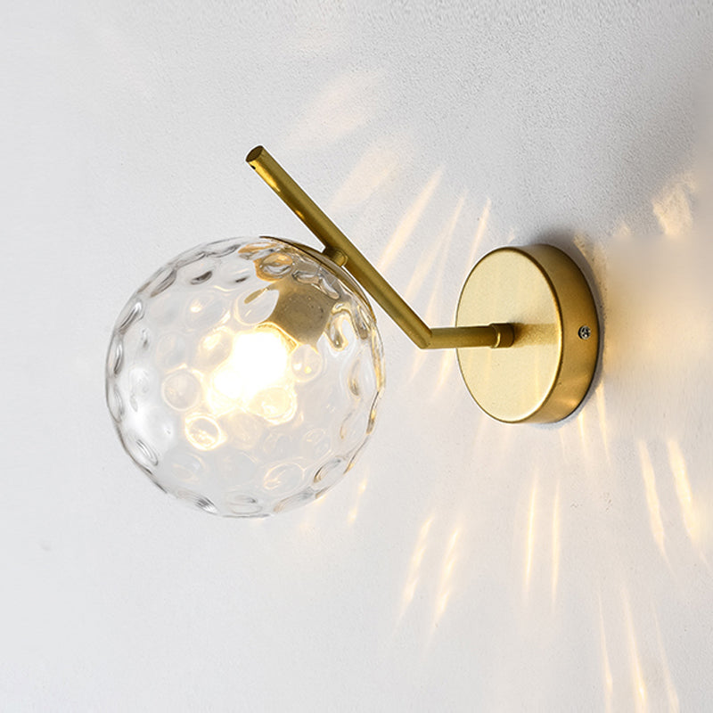 Modern Spherical Glass Wall Light Fixture 1-Bulb Bedroom Wall Sconce Light