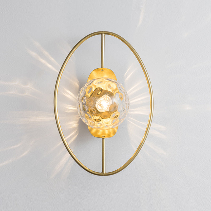 Modern Spherical Glass Wall Light Fixture 1-Bulb Bedroom Wall Sconce Light