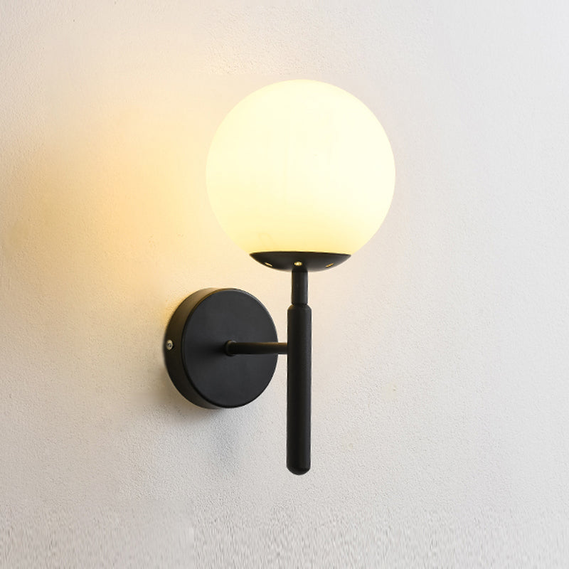 Modern Spherical Glass Wall Light Fixture 1-Bulb Bedroom Wall Sconce Light