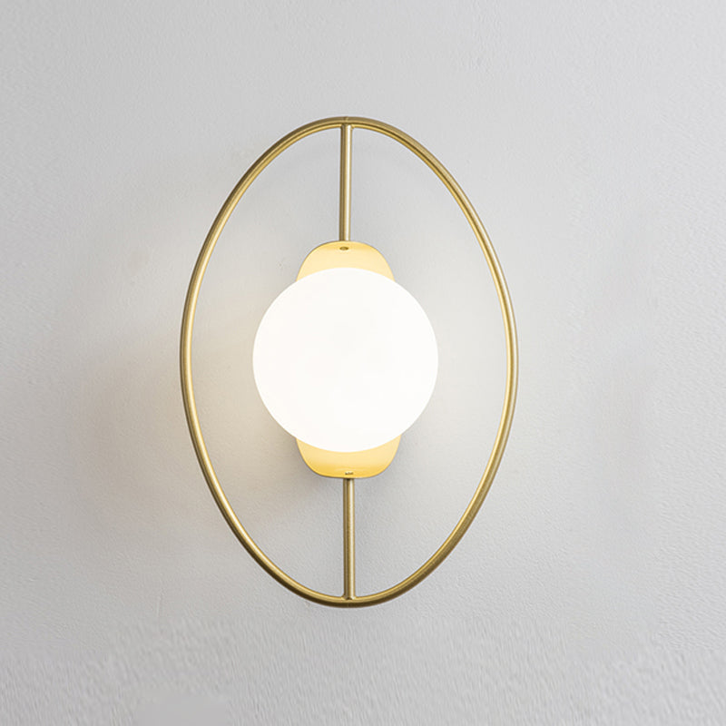Modern Spherical Glass Wall Light Fixture 1-Bulb Bedroom Wall Sconce Light