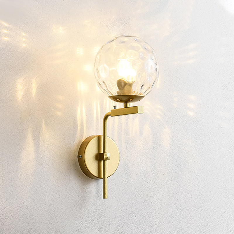 Modern Spherical Glass Wall Light Fixture 1-Bulb Bedroom Wall Sconce Light