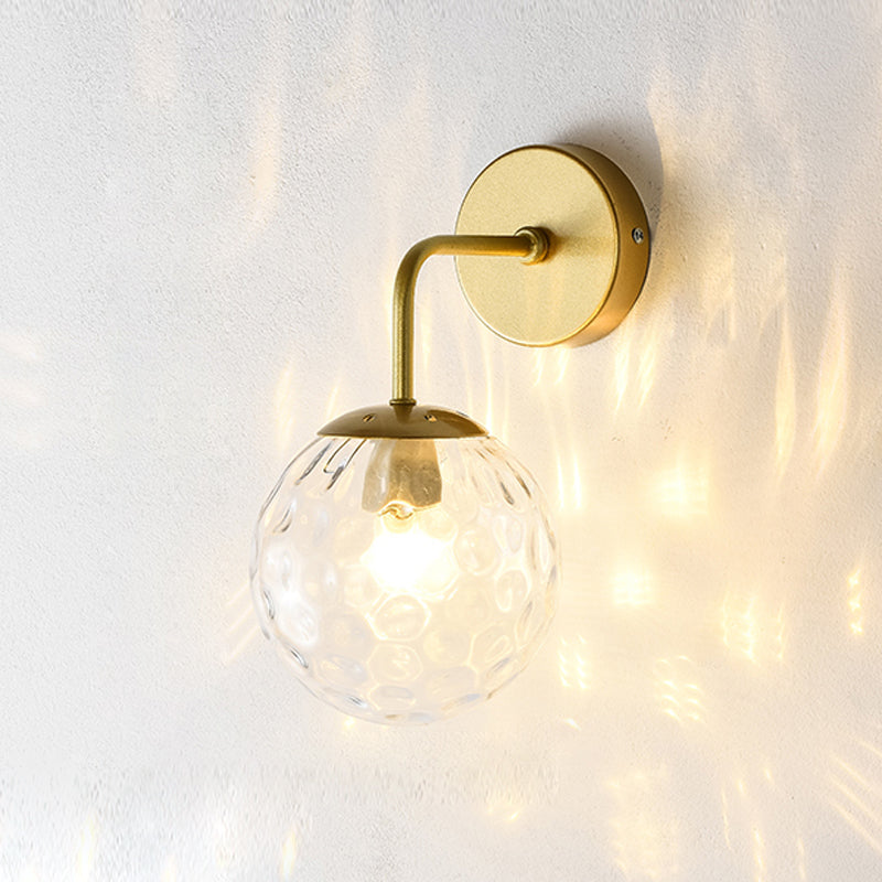 Modern Spherical Glass Wall Light Fixture 1-Bulb Bedroom Wall Sconce Light