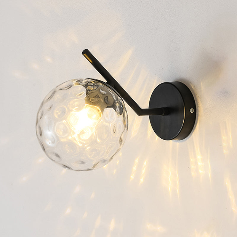 Modern Spherical Glass Wall Light Fixture 1-Bulb Bedroom Wall Sconce Light