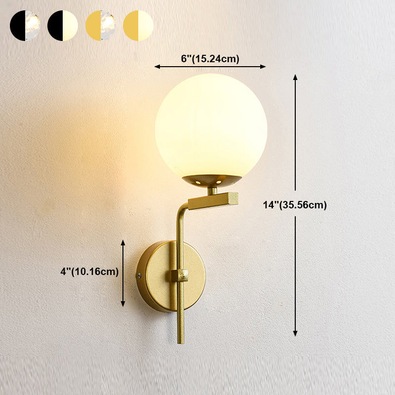Modern Spherical Glass Wall Light Fixture 1-Bulb Bedroom Wall Sconce Light