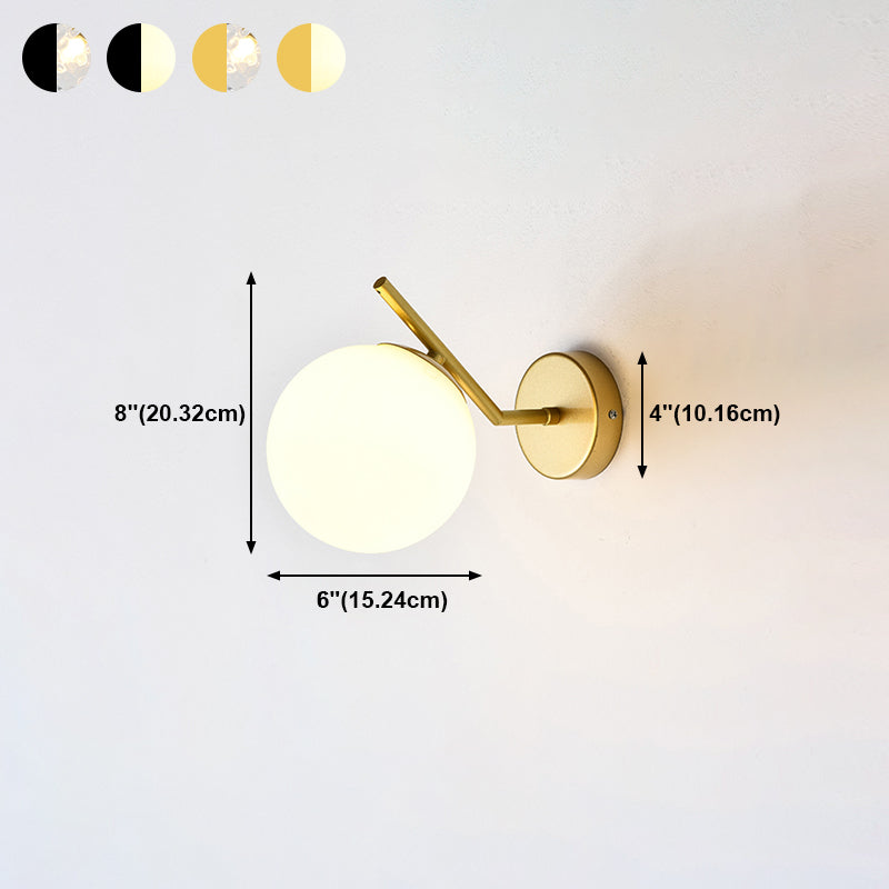 Modern Spherical Glass Wall Light Fixture 1-Bulb Bedroom Wall Sconce Light