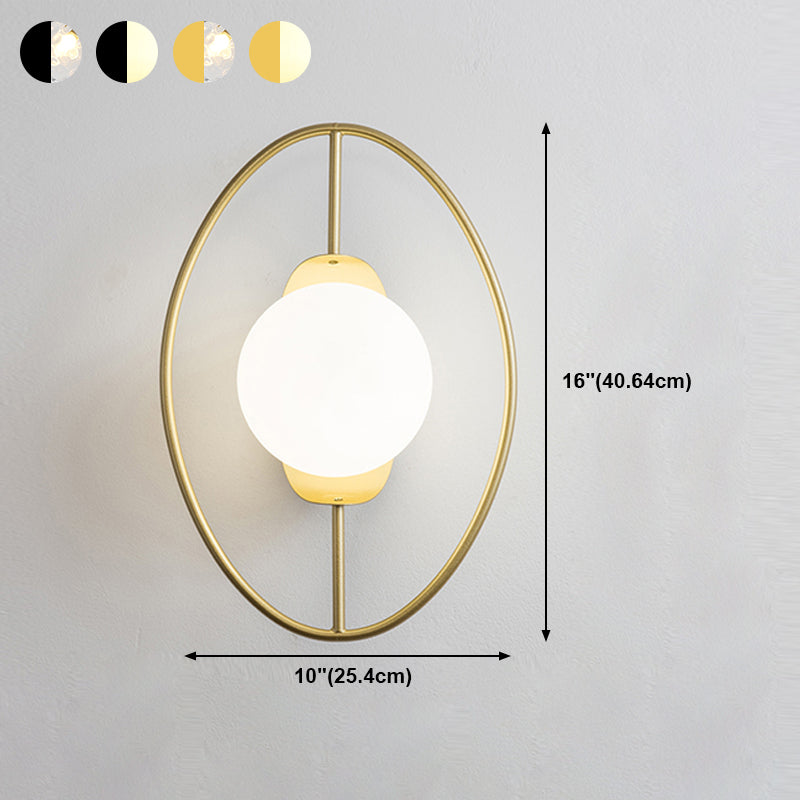 Modern Spherical Glass Wall Light Fixture 1-Bulb Bedroom Wall Sconce Light