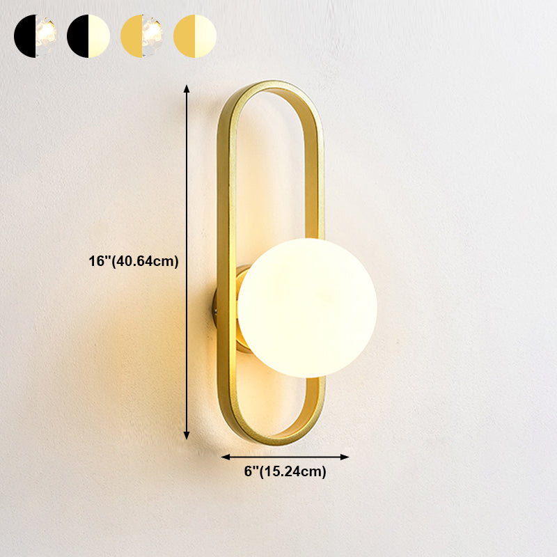 Modern Spherical Glass Wall Light Fixture 1-Bulb Bedroom Wall Sconce Light